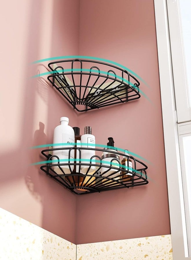 D Dhananjay Dhananjay Self-Adhesive Shelf/Storage Organizer for Bathroom and Kitchen Corner Wall Mounted Rack Shelf Bathroom Accessories Storage Rack (Black) (Wall Mount Corner(Flower)) - Image 5